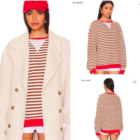 Free People Tops - Free People Classic Oversized Striped Crewneck Sweatshirt we the free